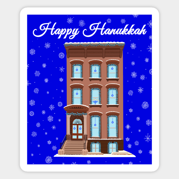 Happy Hanukkah Brooklyn Brownstone Magnet by Art by Deborah Camp